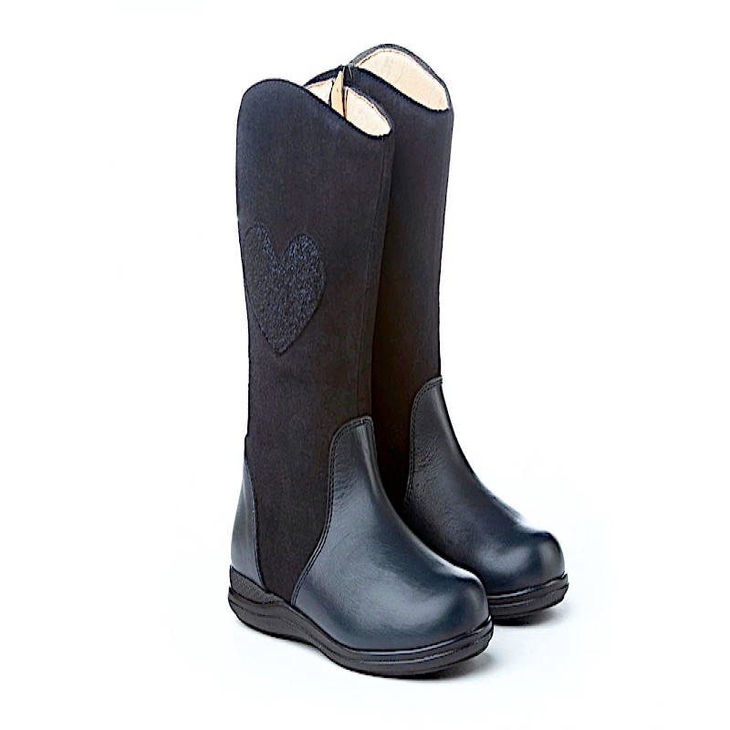 Made in Spain Girls Suede Heart Shaped Nappa Boot EU27-EU36 Marino